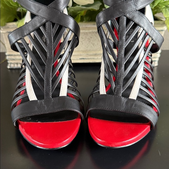 Calvin Klein Nadia Black, White, and Red Strappy Heels - Picture 11 of 14